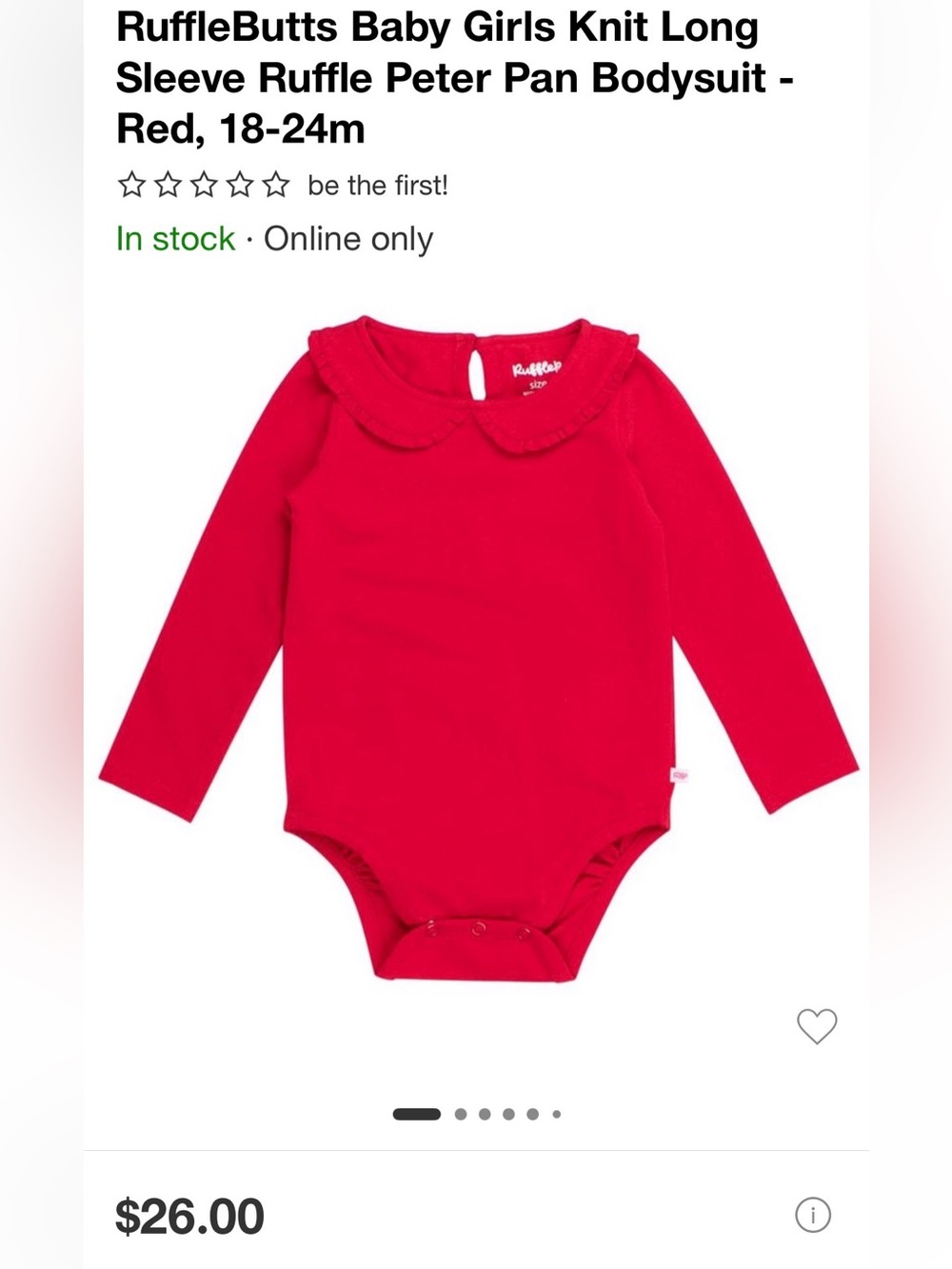 TWIN BUNDLE / RuffleButts Red Long-Sleeve Peter Pan Ruffle Bodysuit - Picture 2 of 9